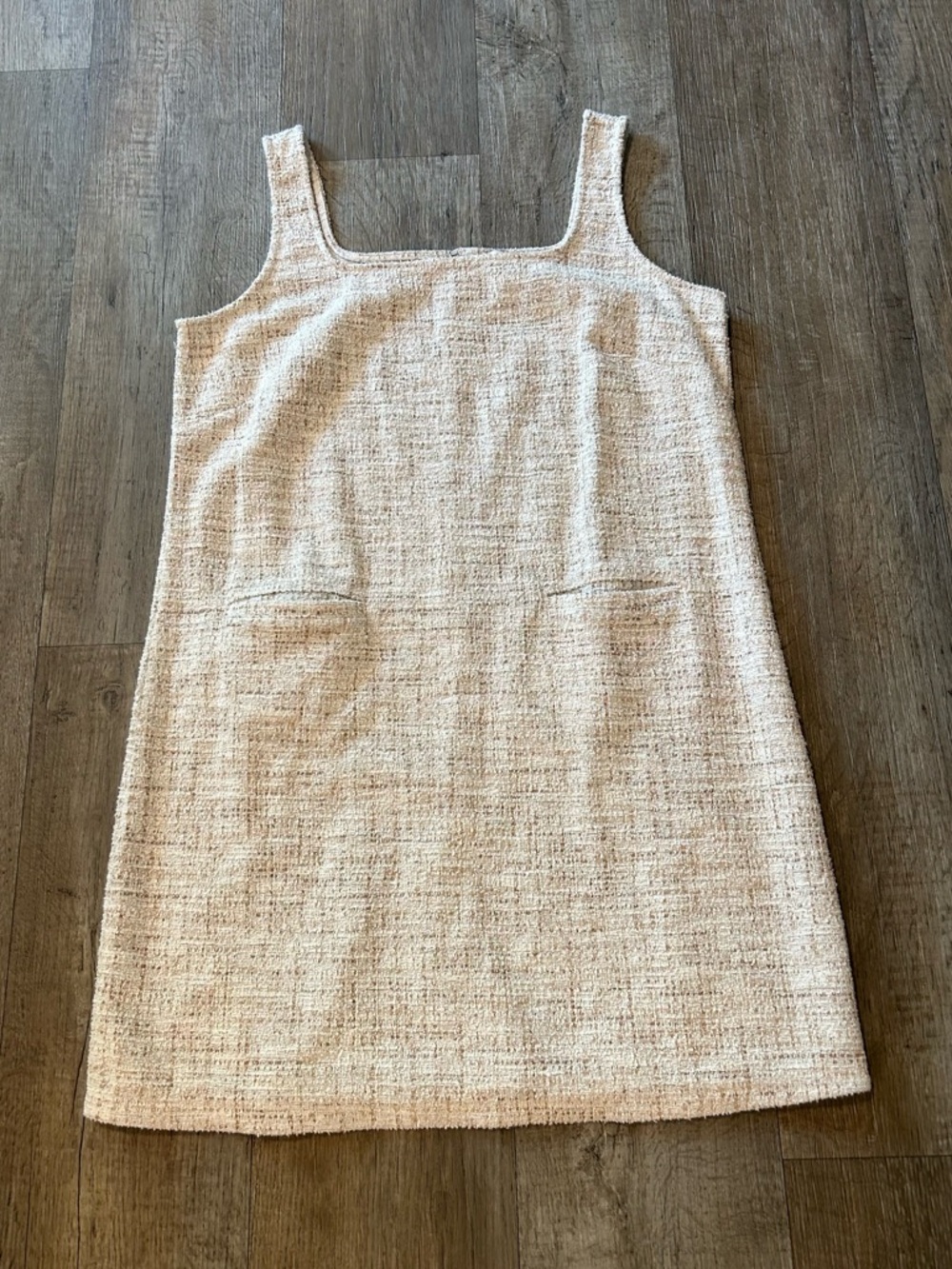 LOFT Cream Tweed Sleeveless Mini Dress with Pockets. Size: S
